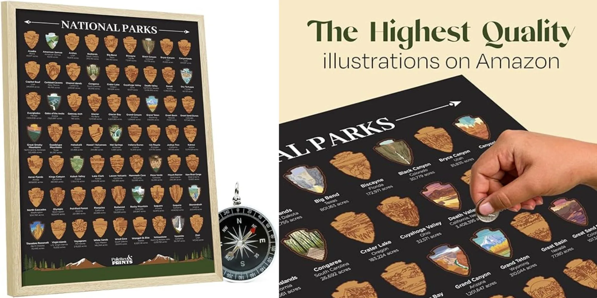 us national park scratch off poster