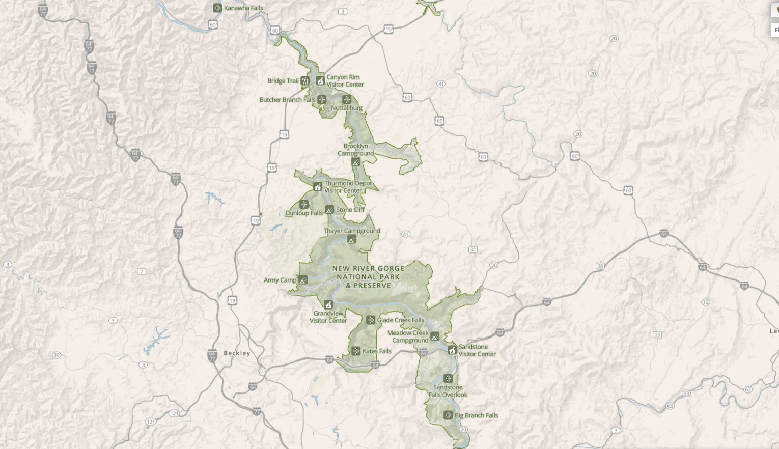 New River Gorge National Park Map