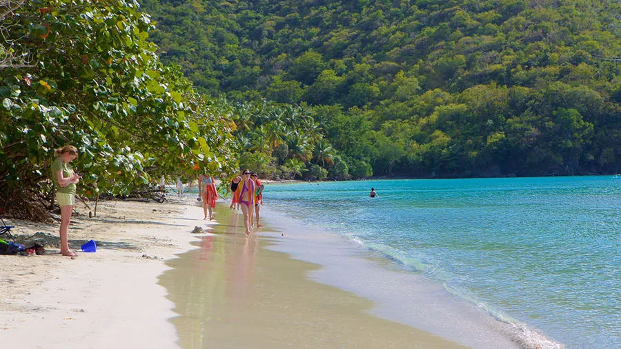 Relaxing combing the pristine shores of Maho Bay