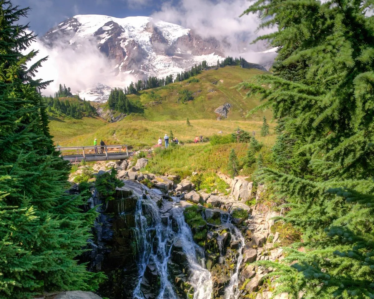 A Day Hiking At Mount Rainier National Park Reaching Myrtle Falls