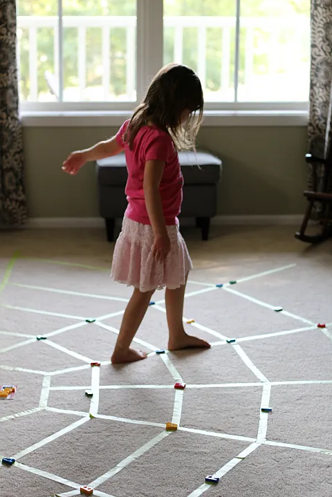 Halloween Activities For Kids Spiderweb walking game