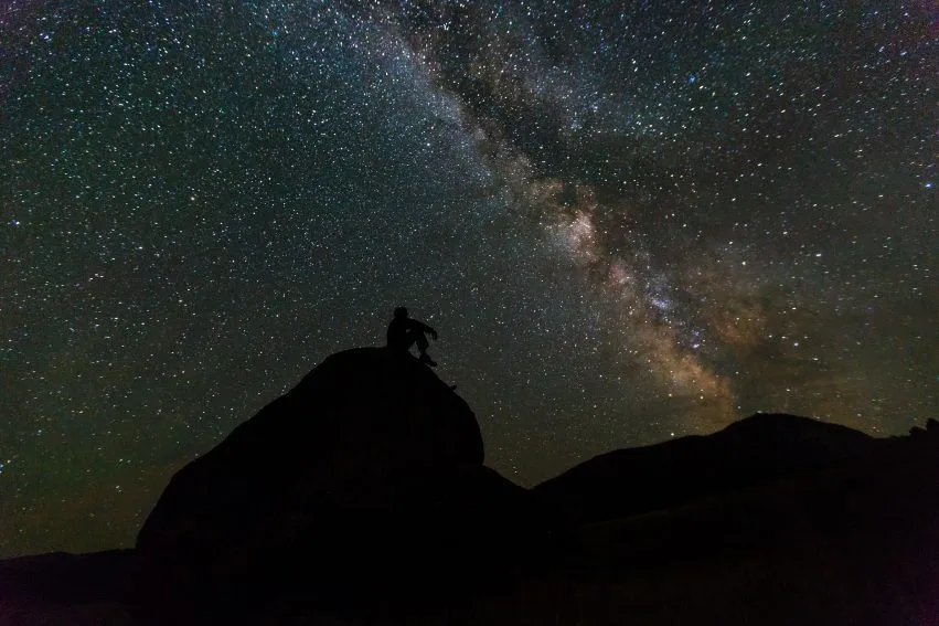 Milky Way and Aurora Experience at Yellowstone National Park Night sky over the Mammoth Hot Springs area