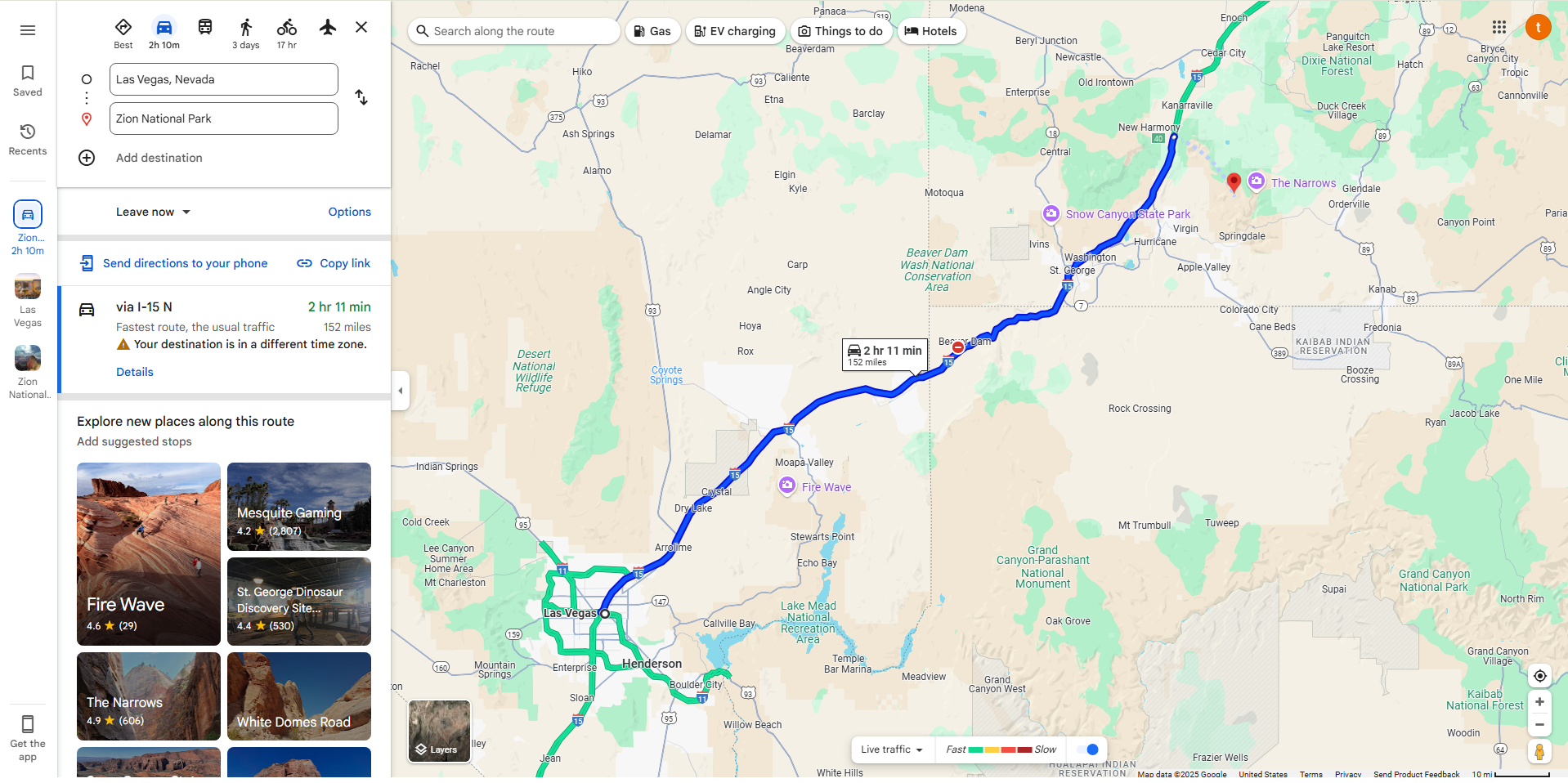 Las Vegas to Zion National Park by Car
