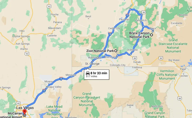 zion national park to bryce canyon